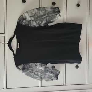 Top with sheer sleeves